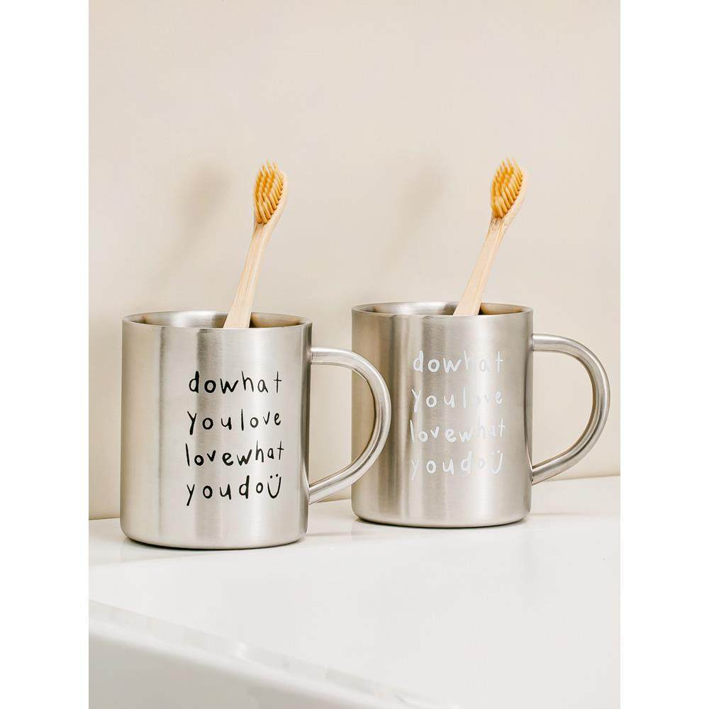 轻奢高端漱口杯2026热卖ins不锈钢家用英文简约情侣刷牙杯子防霉,家庭/个人清洁工具,洗漱杯,淘宝优惠券,粉丝福利购,淘宝优惠卷