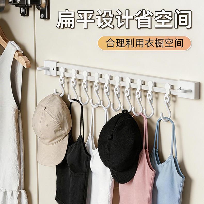 高档挂钩夹子免打孔粘钩衣柜门内侧帽子收纳神器无痕滑轨吊钩S型图片