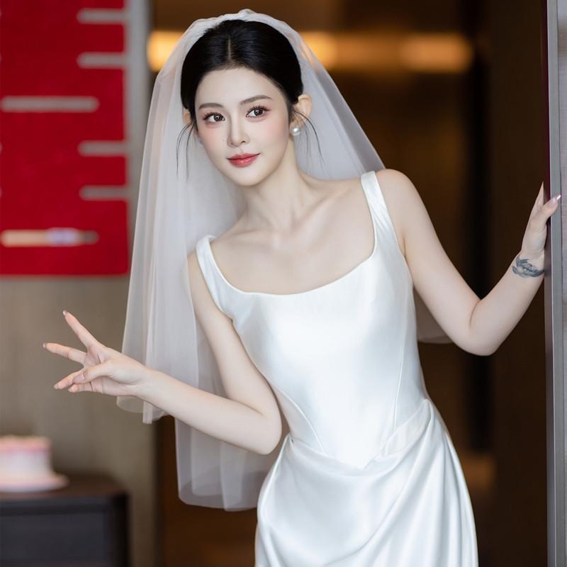 2026新款忆语婷新娘头纱白色简约感结婚纱森系头纱登记领证求婚小图片