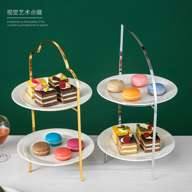 欧式下午茶点心架双层金属水果糖果盘轻奢甜品台茶歇摆件蛋糕托盘,餐饮具,果盆/果盘/果篮,淘宝优惠券,粉丝福利购,淘宝优惠卷