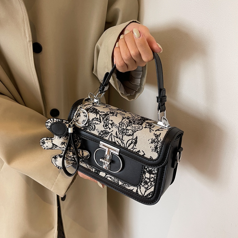 CITEX LV官方旗舰店高级感洋气织花朵手提小方包女包潮2023新款拼