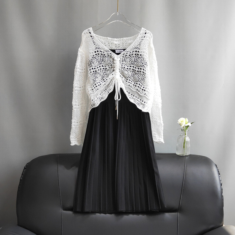 Korean Edition Easy Sweater have cash less than that is registered in the accounts Long sleeve Net hole summer jacket Drawstring Hollow Smock Thin sectionin the Women's clothing/Boutique , Wool sweater  category - from Buy2taobao.com to provide professional Taobao agent buy service