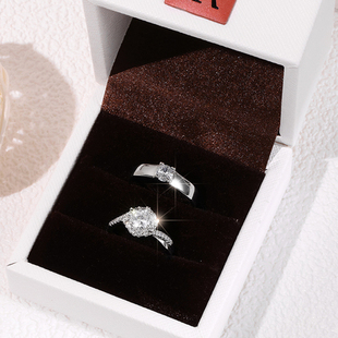 结婚活口对戒男女一对开口可调节奢华婚礼仿真钻戒求婚戒指道具