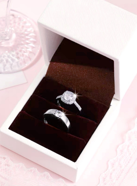 结婚仿真假莫桑钻戒情侣对戒活口可调节戒指求婚纱照礼仪式用道具