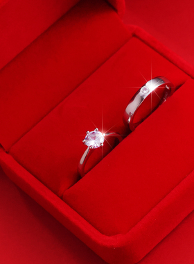 结婚对戒假钻戒情侣开口可调节仿真一对戒指婚礼现场交换仪式男女