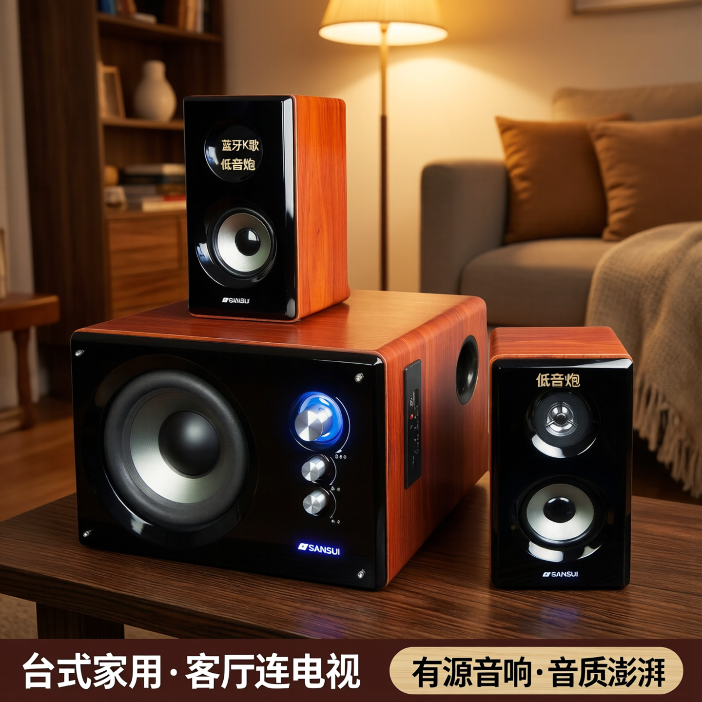 山水80A蓝牙k歌音响台式家用电脑音箱低音炮客厅连电视桌面有源