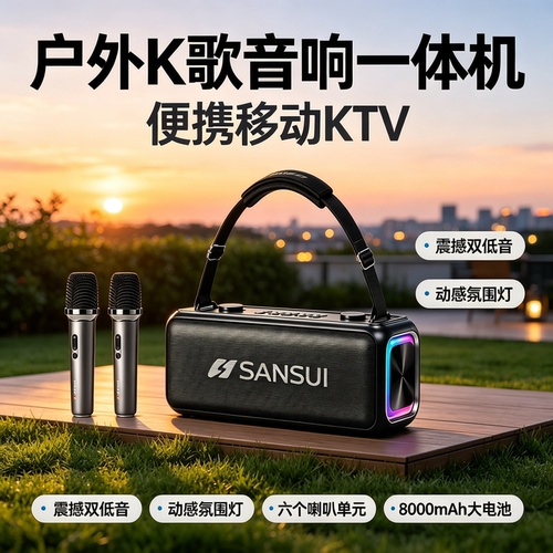 山水旗舰户外K歌音响双麦克风