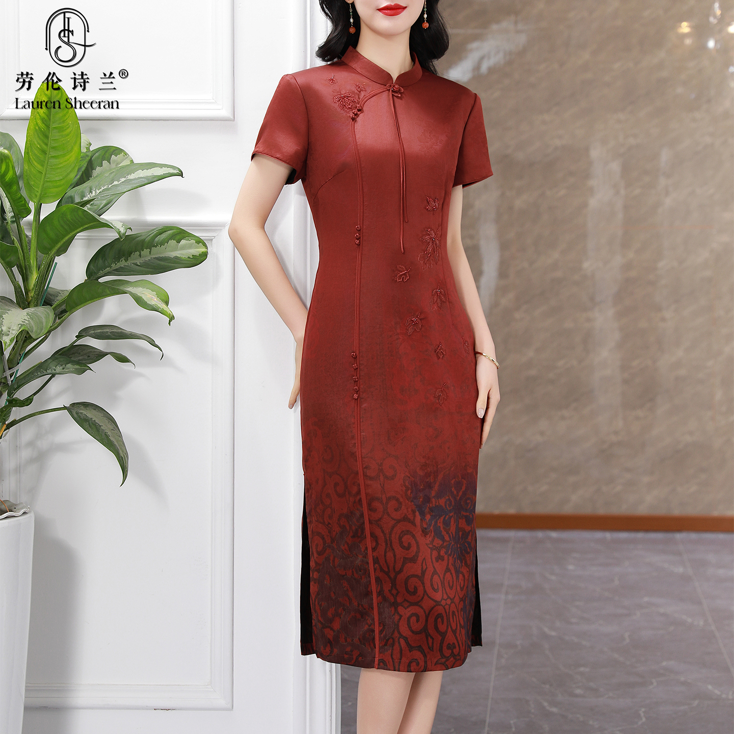专柜正品花罗香云纱真丝连衣裙女2025夏季新款桑蚕丝改良旗袍裙子