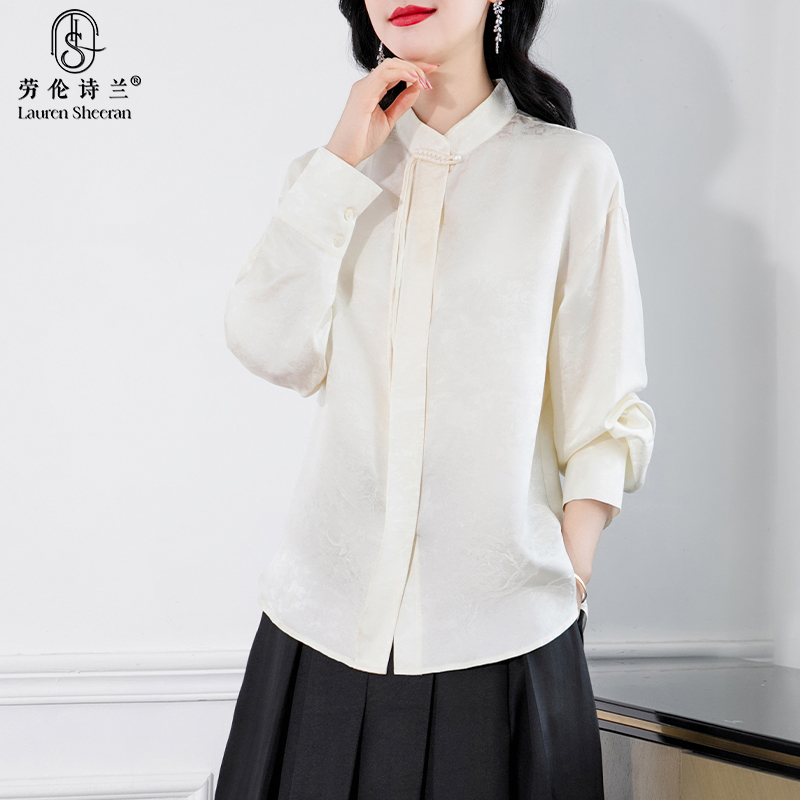 高端品牌真丝衬衫女长袖桑蚕丝上衣2025春季新中式国风百搭妈妈装