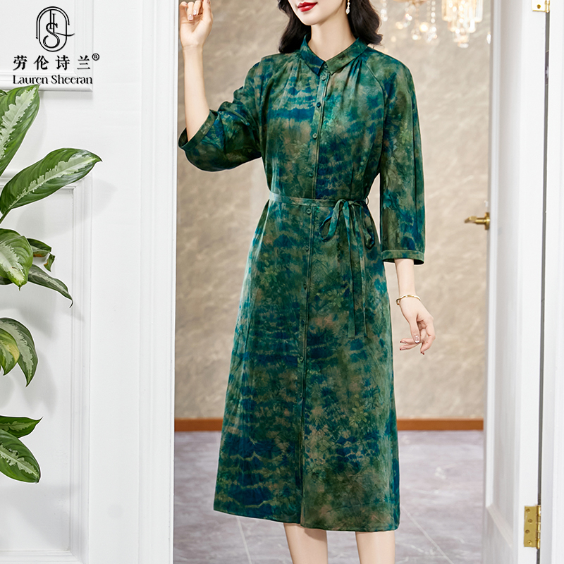 花罗香云纱真丝连衣裙2025新款中老年气质妈妈日常可穿桑蚕丝裙子