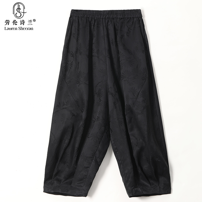 高端花羅香云紗真絲褲子女2025夏