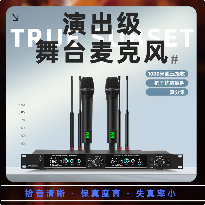 浮洛德 UR666无线话筒一拖二麦克风舞台户外卡拉OK家用会议KTV