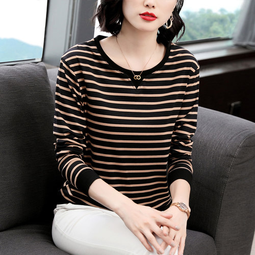 妈妈遮肚春装新款长袖t恤