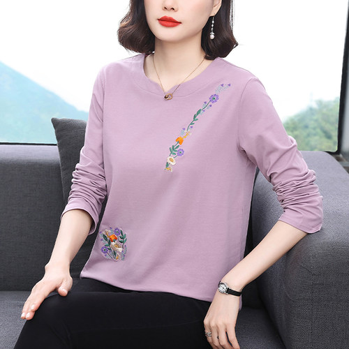 茵佩妮妈妈春装纯棉刺绣打底衫