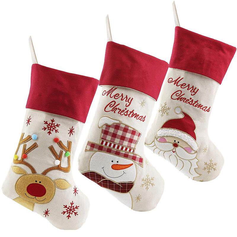 lovely christmas stockings set of 3 santa, snowman, reindeer