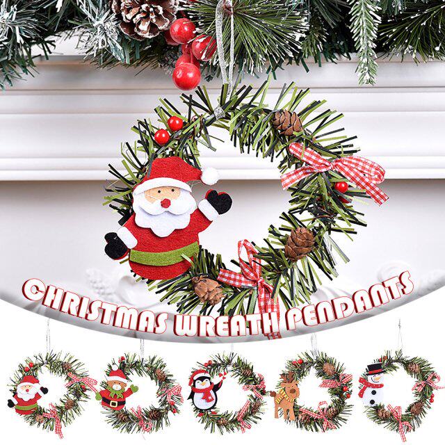 christmas wreath pendant santa claus elk round pvc pendant c