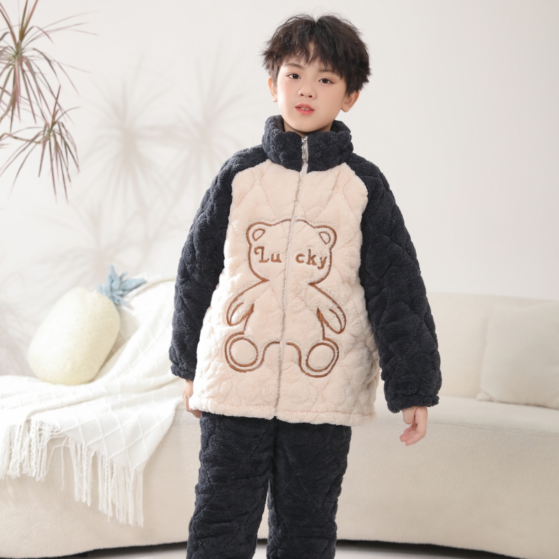 恬羊羊法兰绒冬季三层加厚睡衣