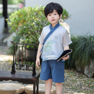 儿童夏季男童汉服女童民族风国庆中秋节表演国学诗词朗诵大赛节目