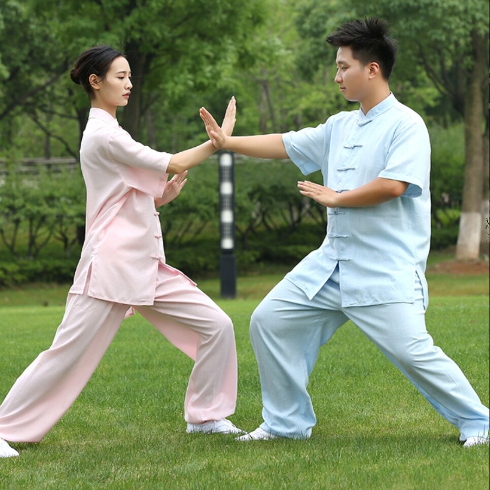 武术服棉麻透气中国风汉服男童太极服功夫衫女咏春拳团购订制