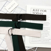 韩国纯色帆布皮带女双环扣简约百搭牛仔原宿宽腰带男女学生时尚 潮