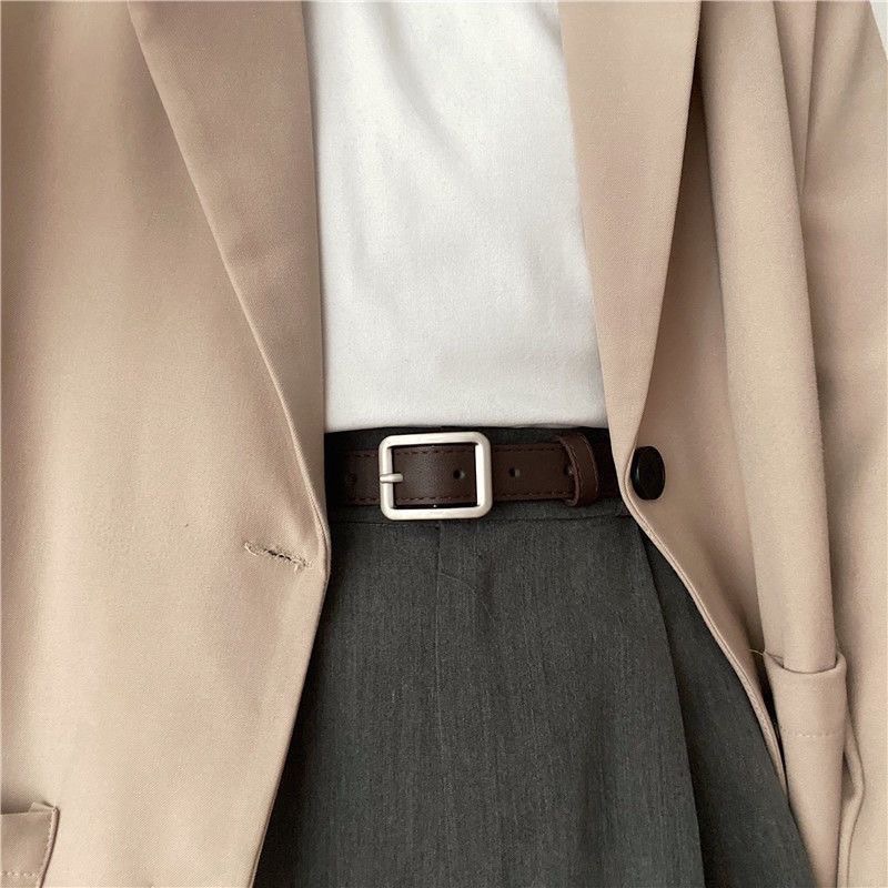 复古细黑色女士皮带男士百搭装饰牛仔裤腰带女学生男裤带ins风潮
