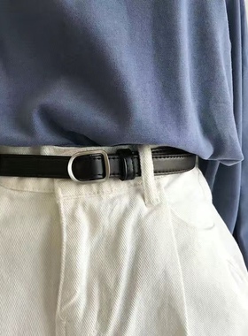 黑色小皮带女士ins风牛仔裤腰带细时尚百搭男士裤带装饰复古女潮
