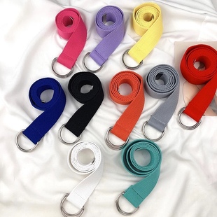 ins同款双环扣学生男女休闲帆布皮带简约糖果色腰带编织带纯色