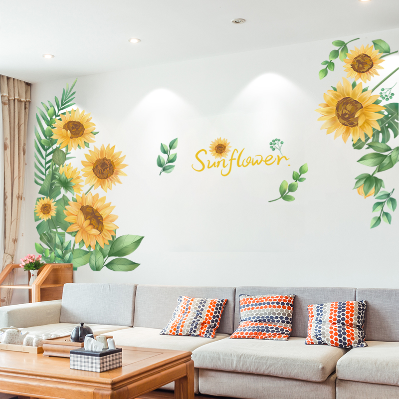 客厅向日葵立体温馨背景墙装饰