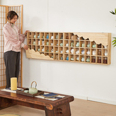 实木格子架茶壶收纳茶杯茶叶覆古多宝阁展示架壁挂格子古董置物架