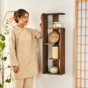 博古架实木中式桌面置物多宝阁茶杯架子茶具收纳小茶壶紫砂壶摆放
