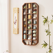 博古架实木中式 上墙小型摆件茶室置物架 现代简约多宝阁壁挂式