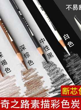 传奇之路素描彩色炭笔高光笔白色黑色棕色软性软炭速写画笔美术生