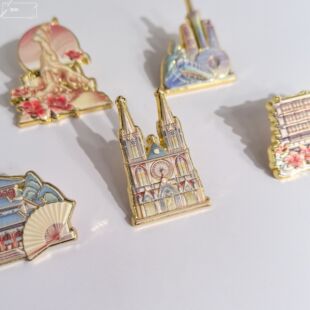 广州文创旅游胸针广州塔中山纪念堂周边纪念品徽章包包外套配饰品