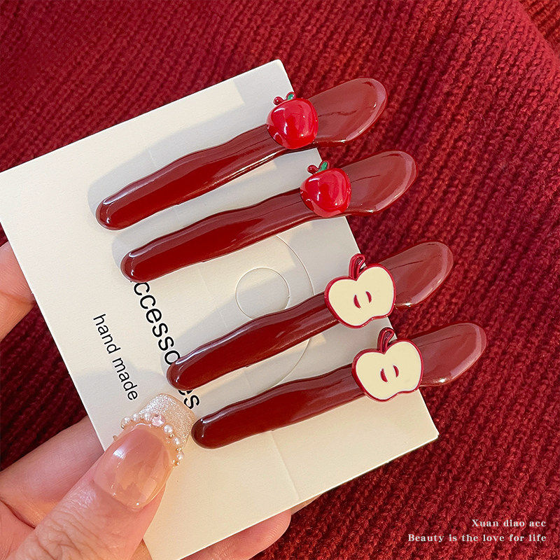 新年酒红色苹果发夹女侧边刘海夹前额碎发夹可爱鸭嘴夹子发卡头饰,饰品/流行首饰/时尚饰品新,发饰,淘宝优惠券,粉丝福利购,淘宝优惠卷