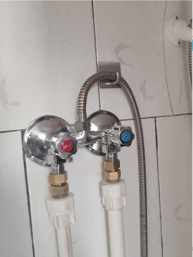 明装双控淋浴冷热水龙头明管淋浴混水阀双把老式花洒热水器
