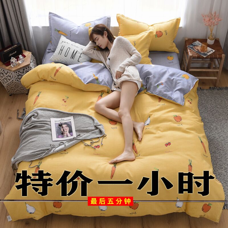 床上四件套全棉春夏裸睡亲肤床单