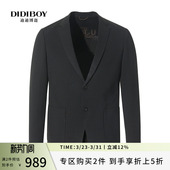 外套 休闲针织无里布西装 DIDIBOY迪迪博迩黑色帅气男士 西服秋季