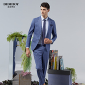 休闲百搭微弹西服男装 DIDIBOY迪迪博迩蓝色格子商务西装 外套男士