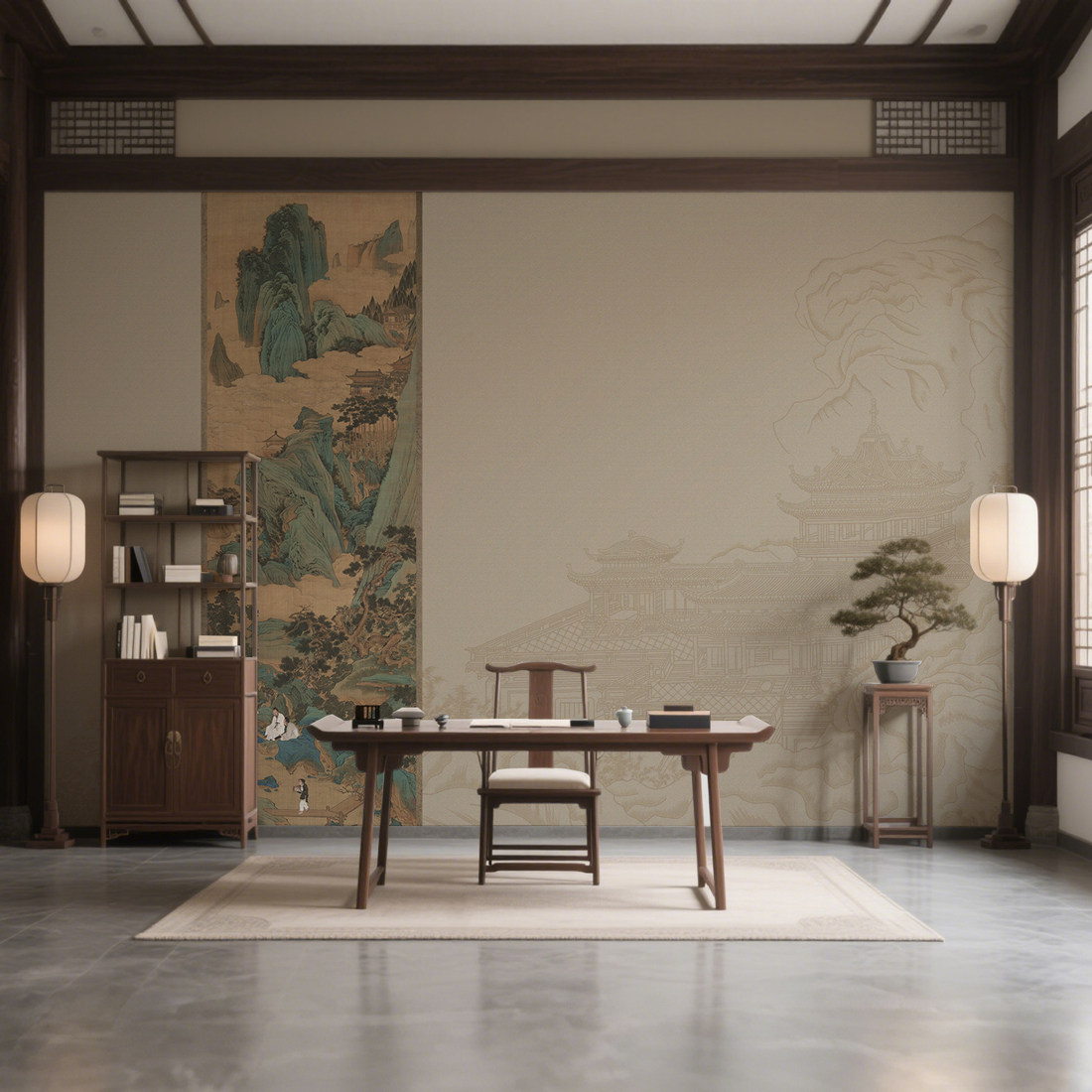 新中式定制壁画宋代美学国画书房背景墙客厅电视沙发卧室壁纸墙布,家装主材,定制壁画,淘宝优惠券,粉丝福利购,淘宝优惠卷