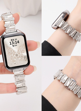 适用于新品小米手环9pro表带不规则镶仿钻金属替换带镂空保护壳PC智能运动8pro女专用夏天高级感九代ins腕带