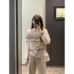 毛衣外套女 费尔岛纯羊毛加厚羊毛衫 高端大牌女装 欧货外贸出口女装