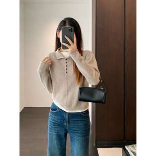 出口外贸高端亨利针织衫无缝一体羊绒羊毛半高领内搭毛衣上衣女