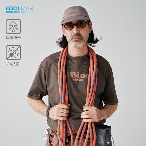 蓝岐2026春夏吸湿速干圆领训练短袖COOLMAX户外运动抗菌印花T恤男
