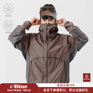 NothommeBLUE蓝岐2025新款 可收纳连帽皮肤衣高领拼色夹克