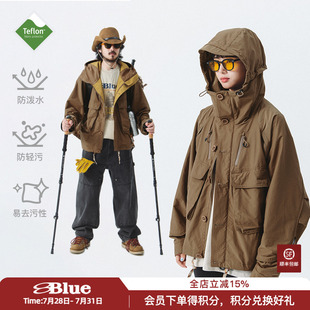 NOTHOMMEBLUE蓝岐Teflon三防工装 夹克大口袋户外连帽外套男秋季