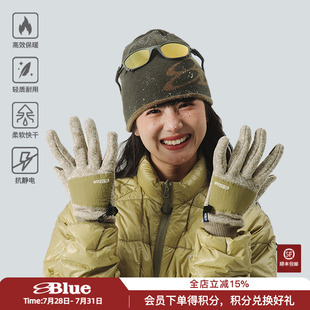 新款 NothommeBLUE蓝岐2024冬季 毛织抓绒抗静电防泼水拼色加厚手套