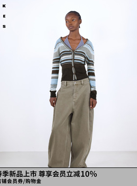 VVNK JANE PLUS2026春季新款V领条纹羊毛开衫女J610112621A