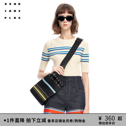 VVNKJANEPLUS条纹Knit套头衫
