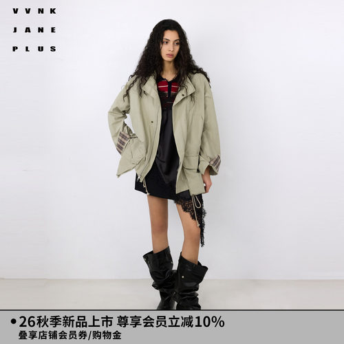 VVNK JANE PLUS2026秋季新款格纹拼接工装夹克外套女J630361001A