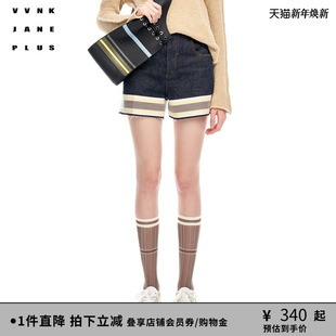 复古方型中高腰牛仔短裤 VVNK 新品 PLUS春季 子女J311857206A JANE